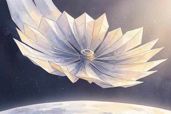 Hero banner illustration for "YC Startup's Self-Expanding Solar Arrays Target Space Power Boom"
