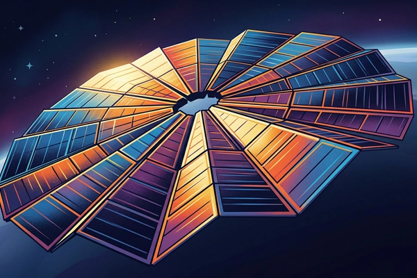 Hero banner illustration for "Space Solar Arrays Hit Inflection Point as YC-Backed Startup Enters Race"