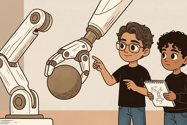 Hero banner illustration for "YC's W26 Batch Signals Applied AI Robotics Wave Led by ARC Prize, Asimov"