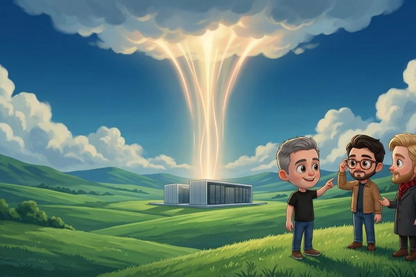 Hero banner illustration for "Soma Energy Raises $7M to Tackle Data Center Power Crunch with AI"