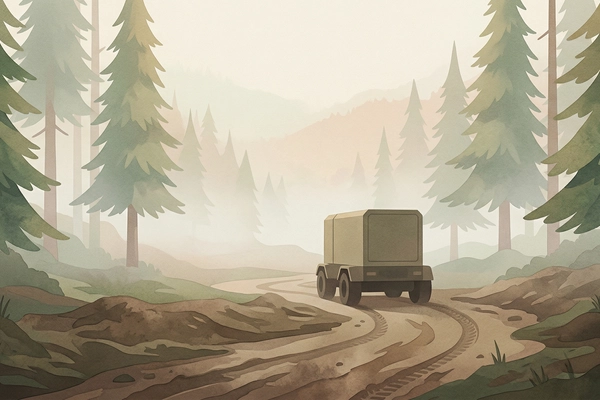 Hero banner illustration for "Overland AI's Autonomous Vehicles Cut Army Logistics Time by 50%"