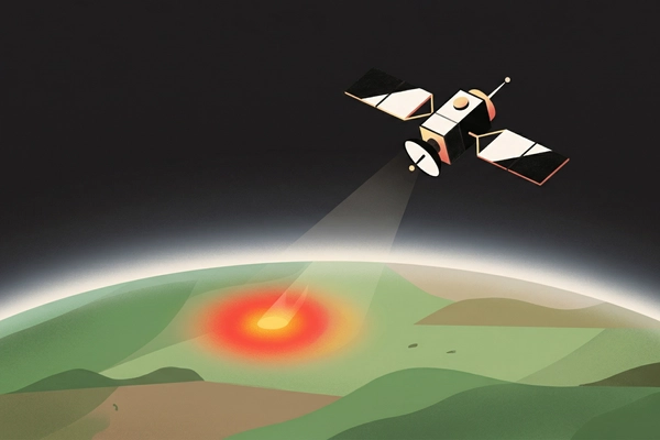 Hero banner illustration for "Space Startups Deploy AI to Monitor Climate Through Heat Signatures"