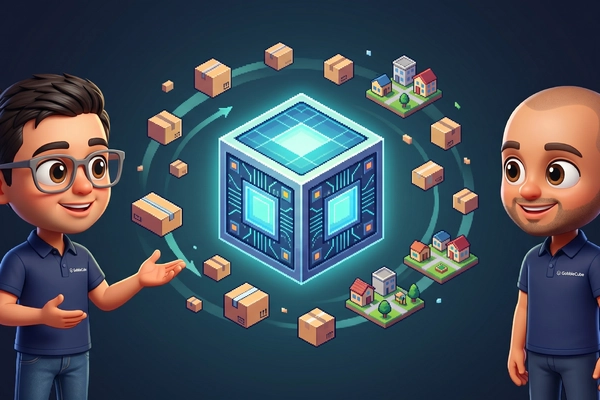 Hero banner illustration for "GobbleCube Raises $15M Series A for AI Commerce OS Built by Ex-Blinkit Team"