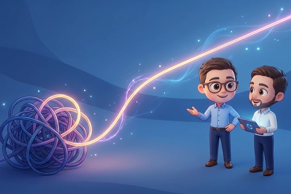 Hero banner illustration for "Noreja Raises €1.1M to Bring GenAI to Process Intelligence"