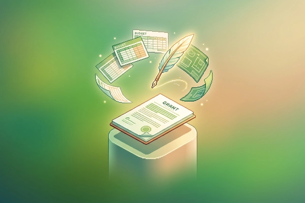 Hero banner illustration for "Ibadan Startup's AI Tool Tackles Africa's $30M Grant Access Gap"
