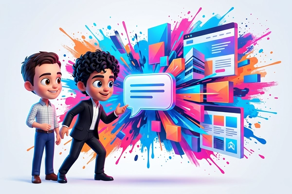 Hero banner illustration for "YC's Ara Turns Text Messages Into Live Websites in 30 Seconds"
