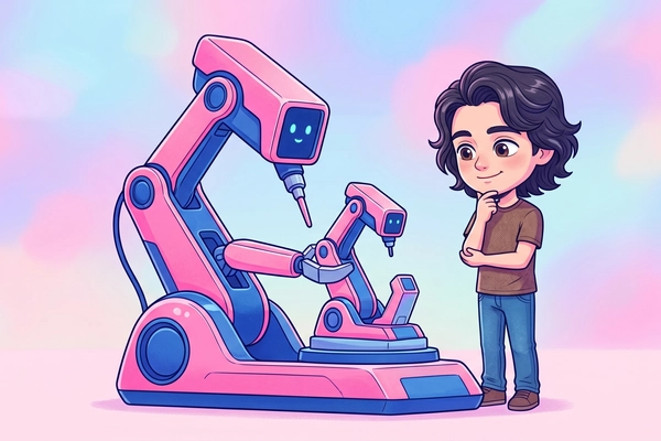 Hero banner illustration for "AI Discovering AI: How Agentic Workflows Are Accelerating Research 20x"