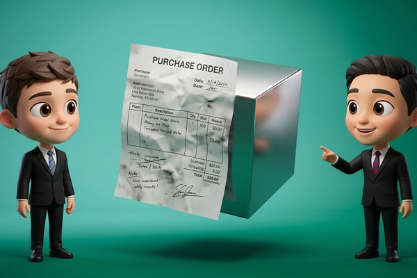 Hero banner illustration for "YC-Backed Smartbase Automates Order Entry for Metal Manufacturers"