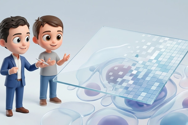 Hero banner illustration for "YC's Voquill Launches AI Scribe to Save Pathologists 20% of Report Time"