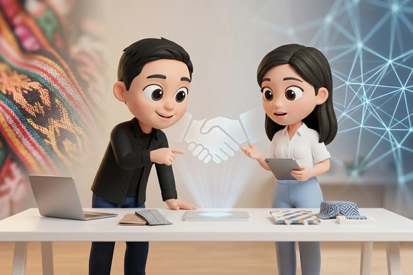 Hero banner illustration for "YC-Backed Saudara AI Launches AI Broker for US Brands' Overseas Sourcing"