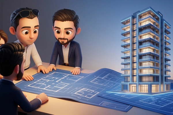 Hero banner illustration for "YC-Backed PLAN0 AI Launches 'Bloomberg of Construction' with $20B Pipeline"