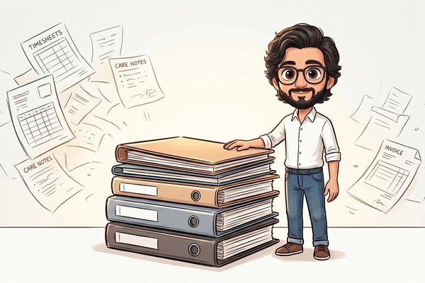 Hero banner illustration for "YC-Backed TakeCareOS Launches AI Agent Platform for Care Agencies"