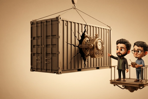 Hero banner illustration for "Emphere Raises $2.1M to Automate Container Vulnerability Patching"