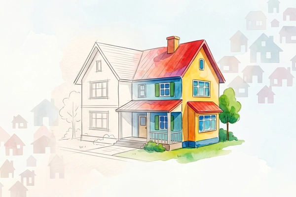 Hero banner illustration for "Multimodal AI Comes to Home Design as Drafted Closes $16M Seed"