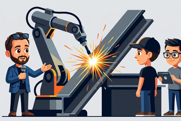 Hero banner illustration for "AI Tackles America's 320,000 Welder Shortage as Robots Learn to Weld"