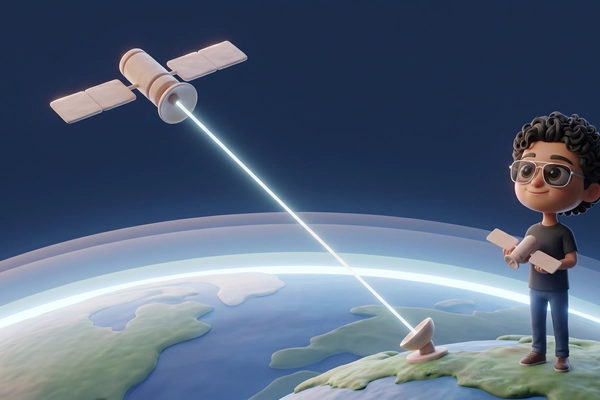Hero banner illustration for "QOSMIC Raises $3.3M to Build Laser 'Highway' Between Earth and Space"