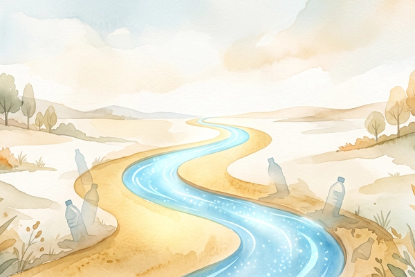 Hero banner illustration for "Wayout Water Raises $2.8M Extension to Scale Plastic-Free Water Tech"