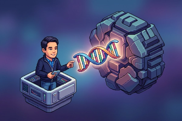 Hero banner illustration for "The Race to Program DNA Drugs: Can Biotech Unlock Cancer's 80%?"