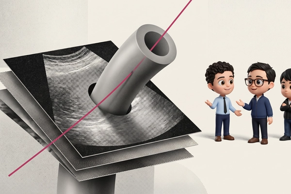 Hero banner illustration for "Lumius Launches 3D Ultrasound System to Simplify Vascular Access"