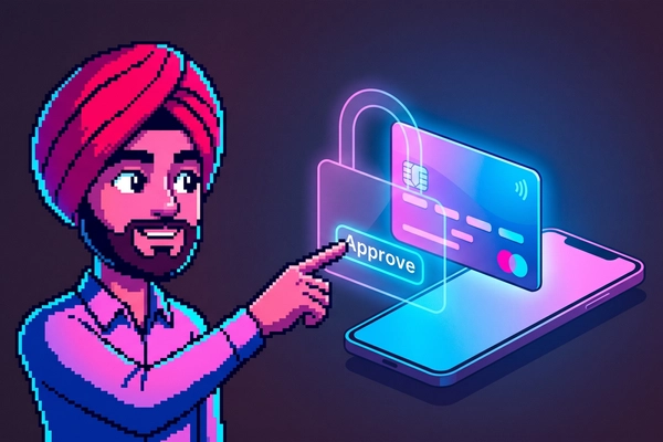 Hero banner illustration for "Allowance Gives AI Agents Payment Cards with Built-In Guardrails"