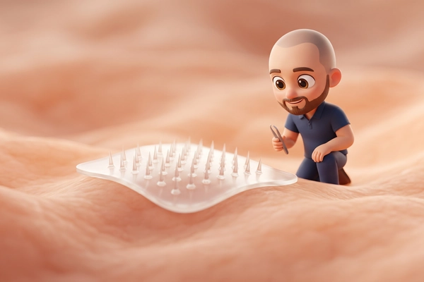 Hero banner illustration for "DermR Health Targets 1B Biopsies with $6.5M Microneedle Patch Tech"