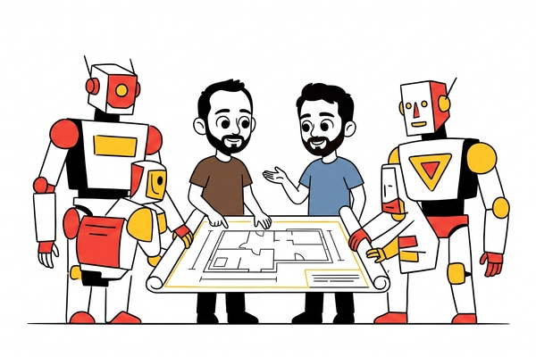 Hero banner illustration for "Baz Raises Seed to $17M, Launches AI Planner to Review Code Before It's Written"