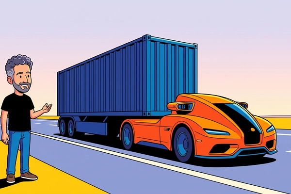 Hero banner illustration for "Humble's $24M Bet: Redesigning Freight Trucks for an Autonomous Era"