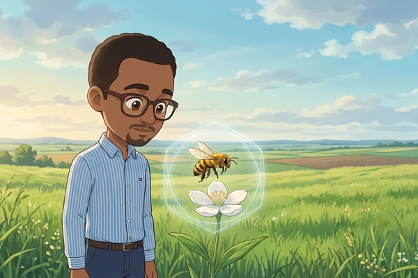Hero banner illustration for "How Precision Biopesticides Are Saving Bees While Killing Pests"