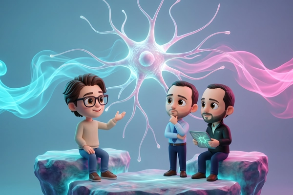 Hero banner illustration for "Living Neurons as AI Chips: The Race to Build Biological Computers"