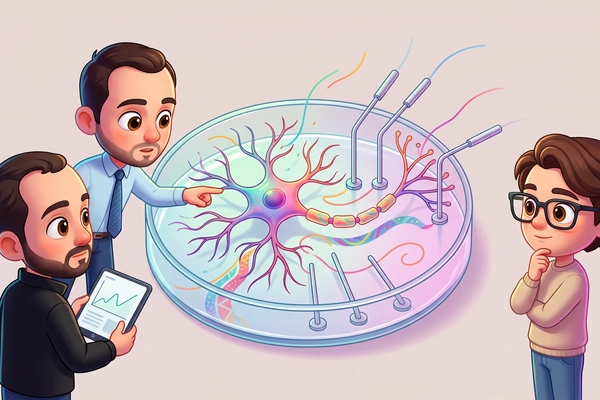Hero banner illustration for "Living Neurons as Compute: Inside the Race to Build Biological AI"