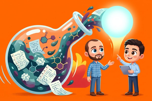 Hero banner illustration for "AI Mines 'Failed' Experiments to Accelerate Materials Discovery"