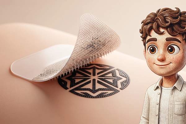 Hero banner illustration for "CipherX Launches World's First Painless Microneedle Tattoo System"