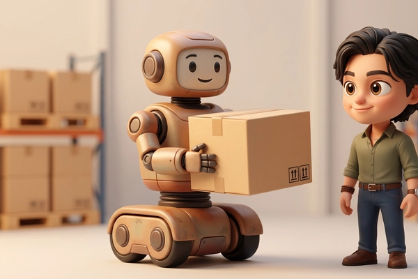 Hero banner illustration for "YC-Backed Manifold Launches Pay-Per-Pick Warehouse Robots"