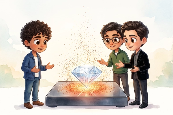 Hero banner illustration for "Diamond Wafers Promise 5x Better Cooling for AI Data Centers"