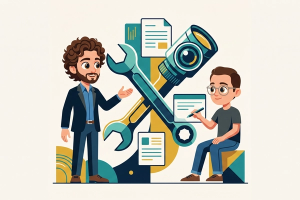 Hero banner illustration for "YC-Backed Kebra Automates Documentation for Field Service Companies"