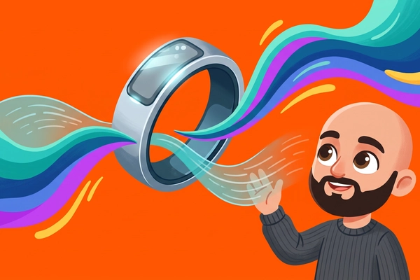 Hero banner illustration for "Sandbar launches Stream to bring AI voice interface to rings"