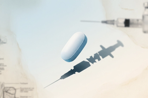 Hero banner illustration for "WonderTx builds AI to turn injectable drugs into pills"