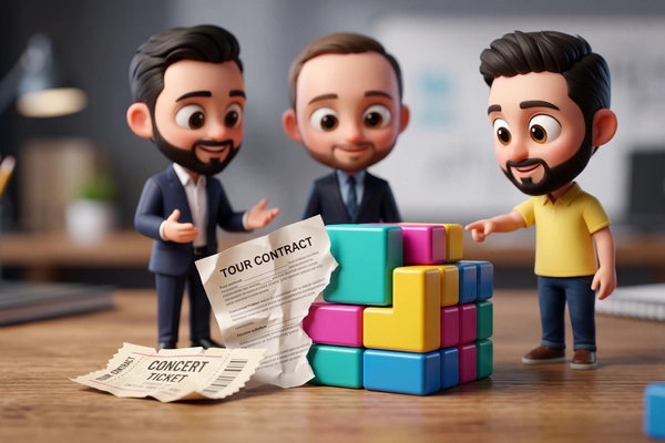 Hero banner illustration for "Quantizr raises $5M seed to centralize music tour finances"