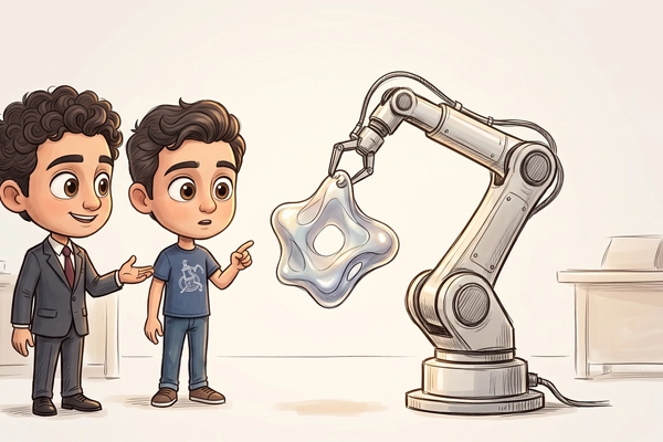 Hero banner illustration for "Shiraz AI builds robots that learn factory tasks in one demo"