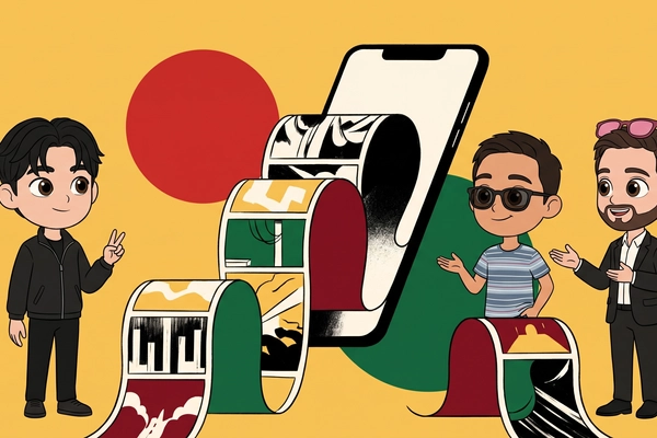 Hero banner illustration for "MOCHI.TV launches vertical anime shorts for mobile Gen Z viewers"