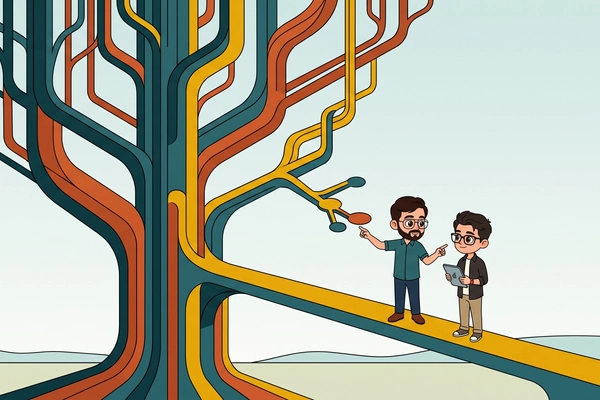 Hero banner illustration for "Akon Labs launches nervous system for AI coding agents"
