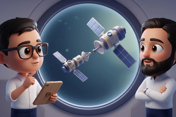 Hero banner illustration for "InspeCity raises ₹100Cr for four satellite repair missions"