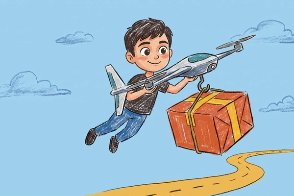 Hero banner illustration for "Airbound raises $37M to scale autonomous cargo delivery drones"