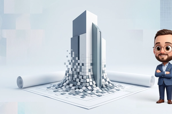Hero banner illustration for "Buildcheck raises $12M for AI spell-checker for blueprints"
