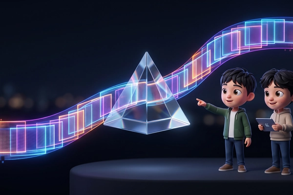 Hero banner illustration for "Induction Labs builds AI models with 30× less compute"