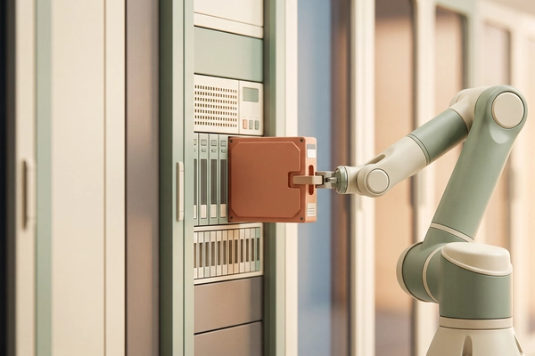 Hero banner illustration for "Proprio launches robots for 400K unstaffed data center jobs"