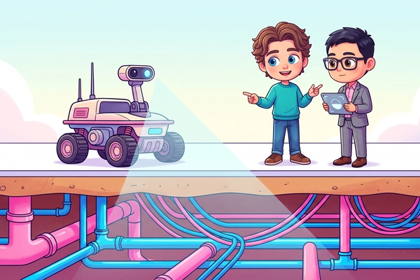 Hero banner illustration for "SubVysion launches rovers to map utilities with cm accuracy"