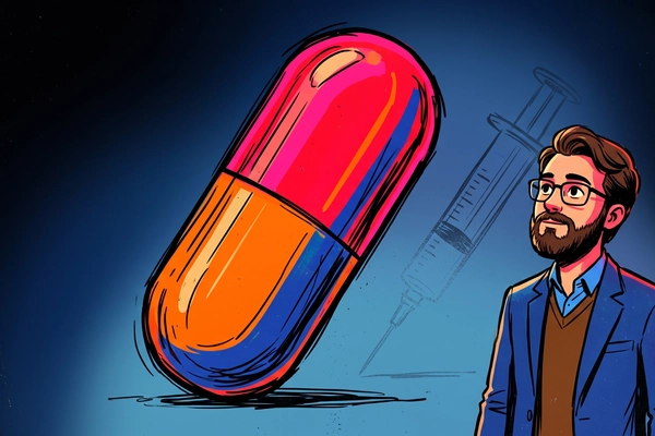 Hero banner illustration for "WonderTx builds AI to replace injectable drugs with pills"