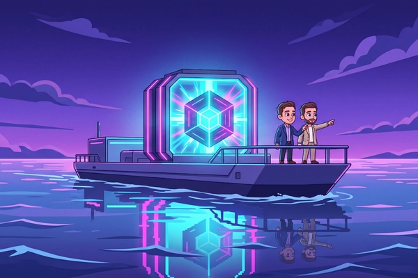 Hero banner illustration for "Atomarine builds nuclear-powered floating AI data centers"