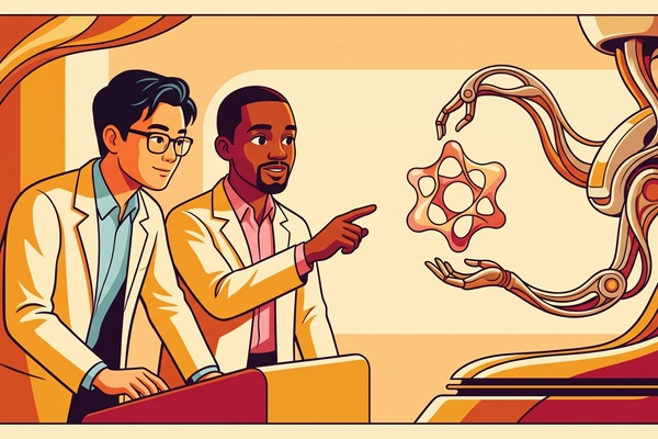 Hero banner illustration for "SuperRadiant builds robotic experimentalists for science"